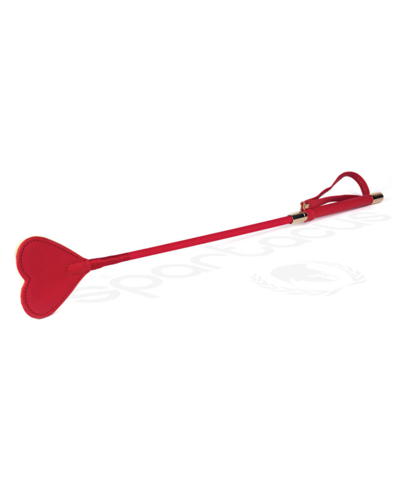 SPU-509RD Spartacus PU Riding Crop w/Plush Heart Shape Tip – Red by Spartacus product image