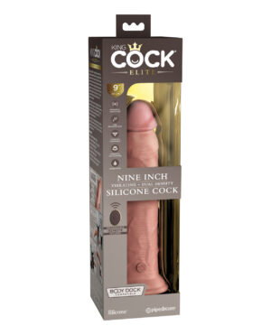 King Cock Elite 9″ Dual Density Vibrating Silicone Cock w/Remote – Light by Pipedream Products product image