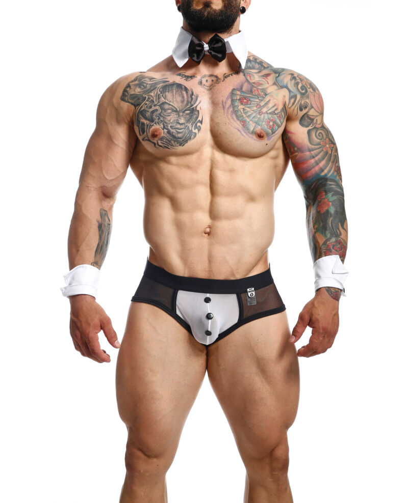 Male Basics MOB Maitre D Brief, Bow & French Cuffs Black/White XL by MaleBasics product image