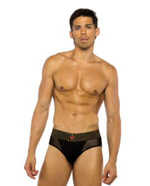 Sacred Heart Briefs w/Studded Elastic Waist Band – Black LG – Black Large by Roma Confidential product image