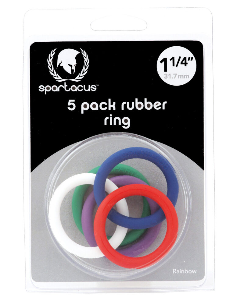 Spartacus 1.25″ Rubber Cock Ring Set – Rainbow Pack of 5 by Spartacus product image