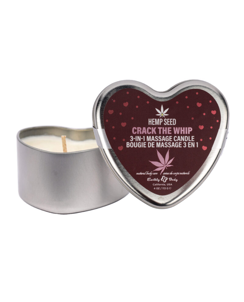 Earthly Body 2025 Valentines 3 in 1 Massage Heart Candle - 4.7 oz Crack The Whip