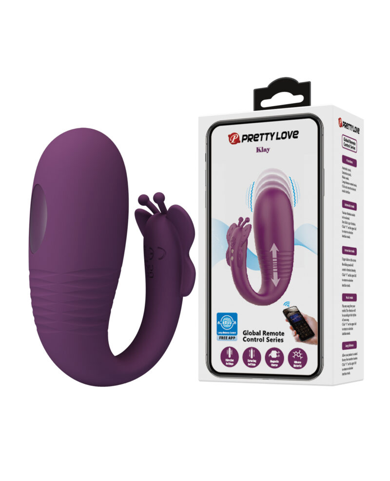 Pretty Love Klay App-Enabled Thrusting Hands-Free Vibrator - Purple