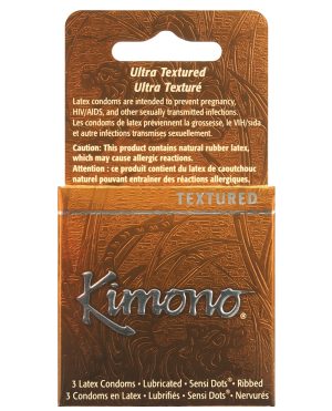 Kimono Textured Ribbed+Sensi Dots Condoms - Box of 3