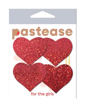 Pastease Premium Petites Glitter Heart – Red O/S Pack of 2 Pair by Pastease product image