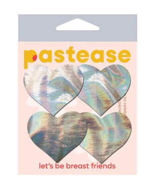 Pastease Premium Petites Holographic Heart – Silver O/S Pack of 2 Pair by Pastease product image