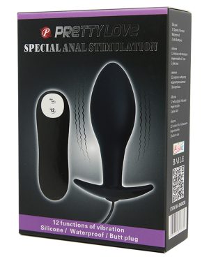 Pretty Love Vibrating Bulb Shaped Butt Plug – Black by Pretty Love product image