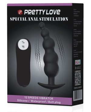 Pretty Love Vibrating Bead Shaped Butt Plug – Black by Pretty Love product image