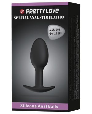 Pretty Love 3.34″ Silicone Anal Plug w/Ball – Black by Pretty Love product image
