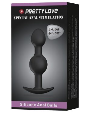 Pretty Love 4.05″ Silicone Anal Plug w/Ball – Black by Pretty Love product image
