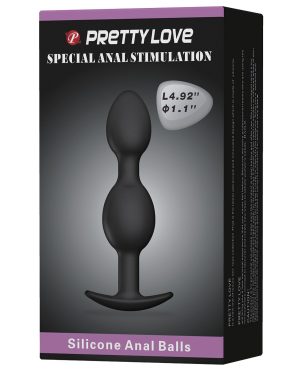 Pretty Love 4.92″ Silicone Anal Plug w/Ball – Black by Pretty Love product image