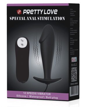 Pretty Love Vibrating Penis Shaped Butt Plug – Black by Pretty Love product image