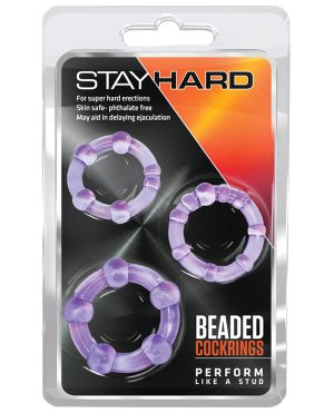 Blush Stay Hard Beaded Cock Rings – Purple Pack of 3 by Stay Hard product image