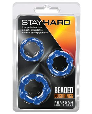 Blush Stay Hard Beaded Cock Rings 3 Pack – Blue by Stay Hard product image