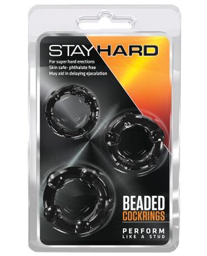 Blush Stay Hard Beaded Cock Rings 3 Pack – Black by Stay Hard product image