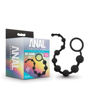 Blush Anal Adventures Platinum Silicone 10 Anal Beads – Black by Anal Adventures product image
