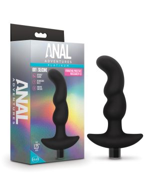 Blush Anal Adventures Platinum Silicone Vibrating Prostate Massager 03- Black by Anal Adventures product image