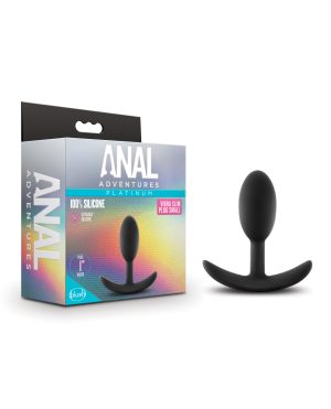 Blush Anal Adventures Platinum Silicone Vibra Slim Plug Small – Black by Anal Adventures product image