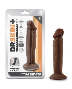 Blush Dr. Skin Plus 6″ Posable Dildo – Chocolate by Dr. Skin product image
