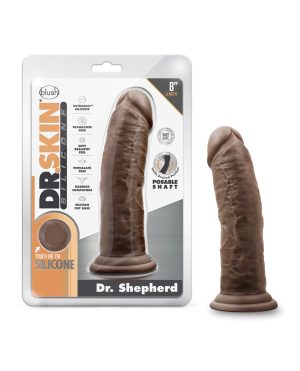 Blush Dr. Skin Silicone Dr. Shepherd 8″ Dildo w/Suction Cup – Chocolate by Dr. Skin product image