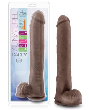 Blush Au Naturel Daddy 14″ Sensa Feel Dual Density Dong w/Suction Cup – Chocolate by Au Naturel product image