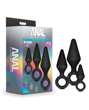 Blush Anal Adventures Platinum Silicone Loop Plug Kit – Black by Anal Adventures product image