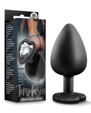 Blush Temptasia Bling Plug w/Gem Large – Black by Temptasia product image