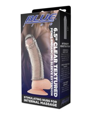 Blue Line C & B 6.5″ Textured Penis Enhancing Sleeve Extension – Clear by Blue Line product image
