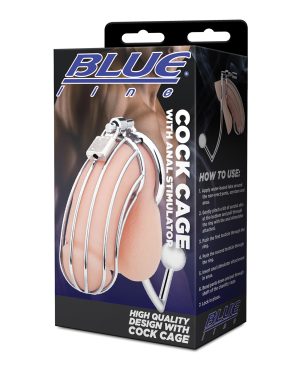 Blue Line Cock Cage w/Anal Stimulator – Silver by Blue Line product image