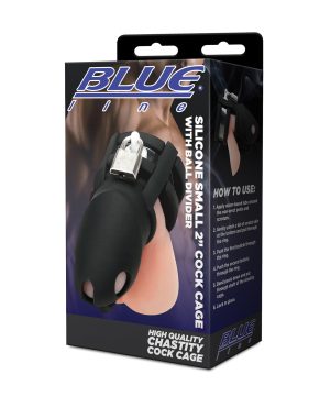 Blue Line 2″ Silicone Mini Cock Cage With Ball Divider – Black by Blue Line product image