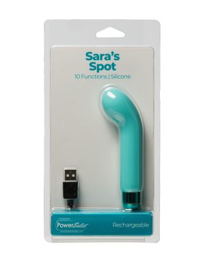 Sara’s Spot Rechargeable Bullet w/G Spot Sleeve – 10 Functions Teal by Power Bullet product image