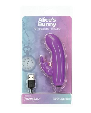 Alice’s Bunny Rechargeable Bullet w/Rabbit Sleeve – 10 Functions Purple by Power Bullet product image