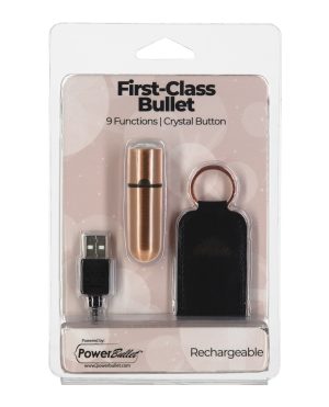 First Class Mini Rechargeable Bullet w/Crystal – 9 Functions Rose Gold by Power Bullet product image