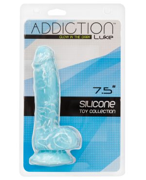 Addiction Luke Glow in the Dark 7.5″ Dildo – Blue by Addiction product image