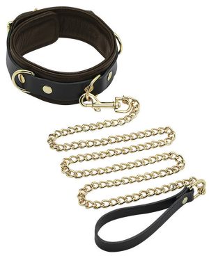 Spartacus Collar & Leash – Brown Leather w/Gold Accent Hardware by Spartacus product image