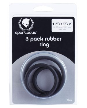 Spartacus Rubber Cock Ring Set – Black Pack of 3 by Spartacus product image