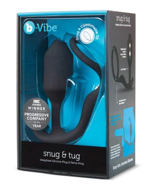 b-Vibe Snug & Tug Weighted Silicone & Penis Ring – 128 g Black by b-vibe product image