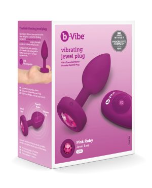 b-Vibe Remote Control Vibrating Jewel Plug (S/M) – Fuchsia by b-vibe product image