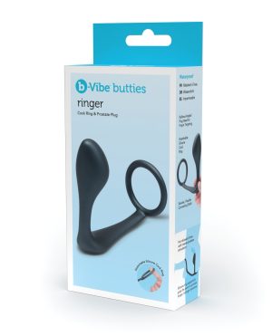b-Vibe Butties Ringer Cock Ring & Prostate Plug – Black by b-vibe product image