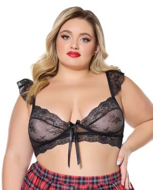 Scallop Stretch Lace Soft Cup Bralette – Black QN by Coquette product image