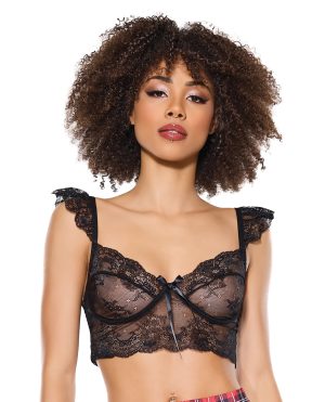 Scallop Stretch Lace Soft Cup Bralette – Black O/S by Coquette product image