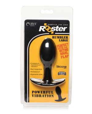 Curve Toys Rooster Rumbler Vibrating Silicone Anal Plug Large – Black by Rooster product image