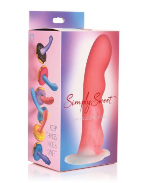 Curve Toys Simply Sweet 7″ Wavy Silicone Dildo – Pink/White by Simply Sweet product image