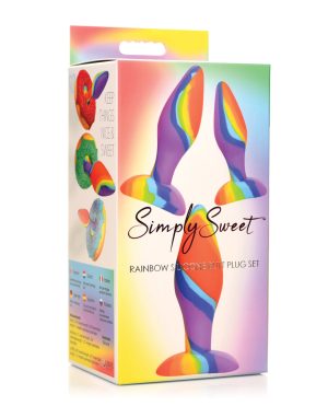Curve Toys Simply Sweet Rainbow Silicone Butt Plug Set by Curve product image