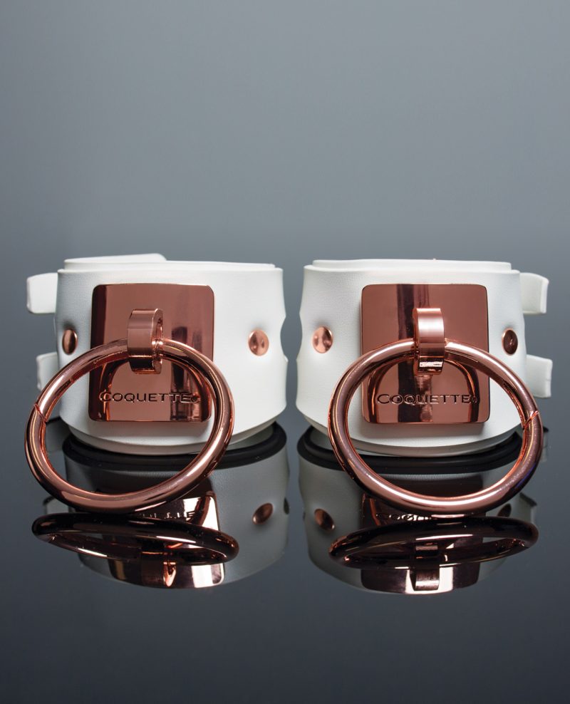 Pleasure Collection Adjustable Handcuffs – White/Rose Gold by Coquette Pleasure Collection product image