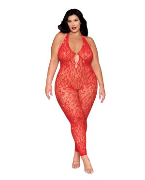 Leopard Pattern Seamless Bodystocking w/Gold Details – Red QN by Black Diamond product image