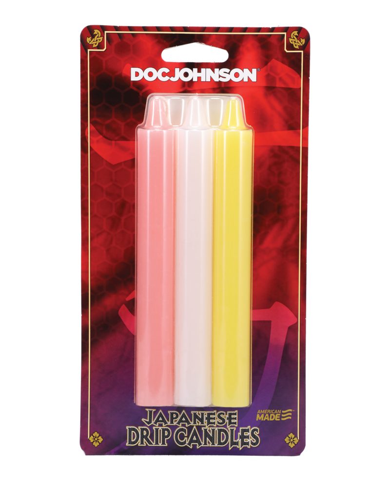 Japanese Drip Candles – Pack of 3 Pink/White/Yellow by Doc Johnson product image
