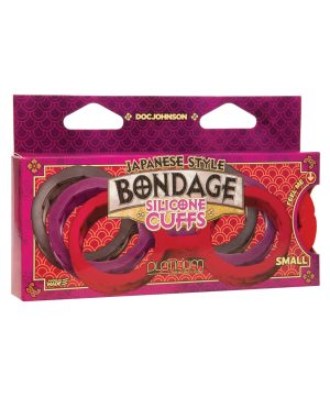 Japanese Bondage Silicone Cuffs Small – Red by Doc Johnson product image