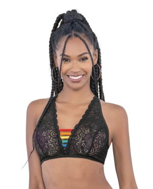 Pride Lace Rainbow Strappy Top Black O/S by Escante product image