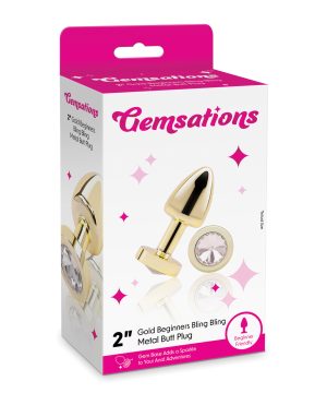 Gemsations 2″ Beginners Bling Bling Metal Butt Plug – Gold by Gemsations product image